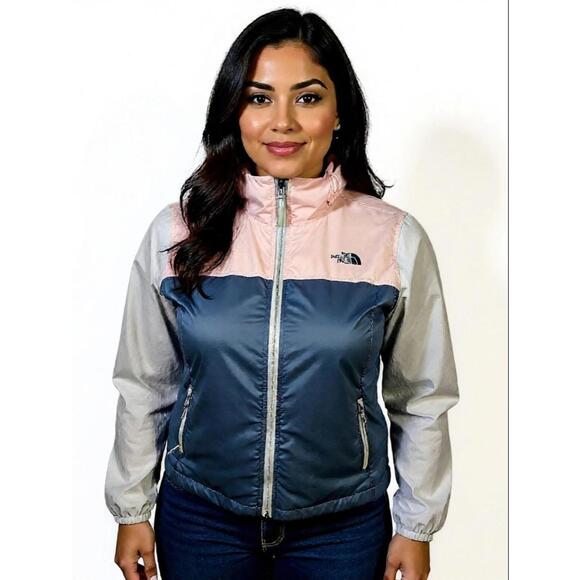 The North Face Colorblock Windwall Women Light Weight Hoodie Zip Up Wind Breaker - Picture 1 of 9
